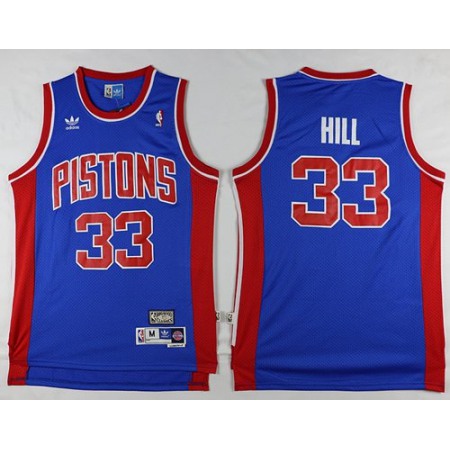 Pistons #33 Grant Hill Blue Throwback Stitched NBA Jersey