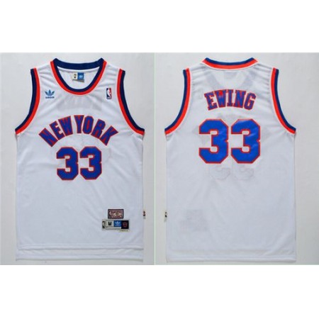 Knicks #33 Patrick Ewing White Throwback Stitched NBA Jersey