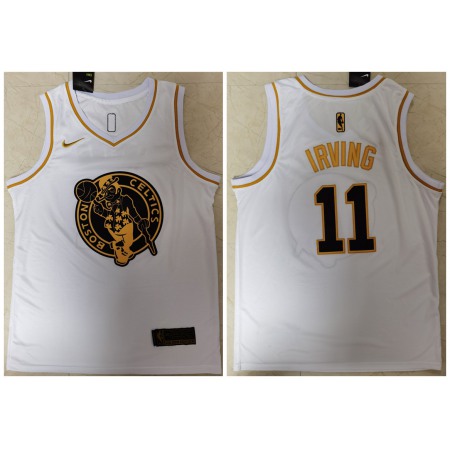 Men's Boston Celtics #11 Kyrie Irving White Golden Throwback Stitched Jersey