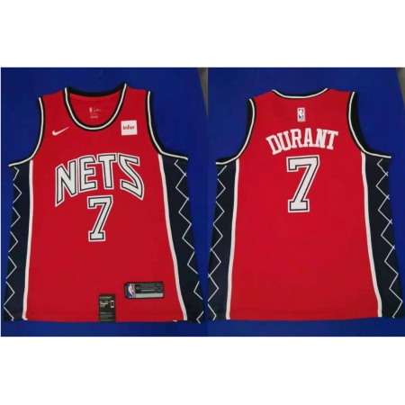 Men's Brooklyn Nets #7 Kevin Durant Red Throwback Stitched NBA Jersey