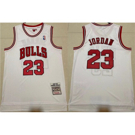 Men's Chicago Bulls #23 Michael Jordan White 1997-98 Throwback Stitched Jersey