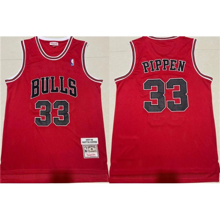 Men's Chicago Bulls #33 Scottie Pippen 1997-98 Red Throwback Stitched Jersey