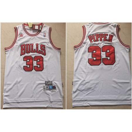 Men's Chicago Bulls #33 Scottie Pippen White Throwback Stitched Jersey