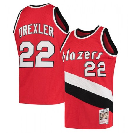 Men's Portland Trail Blazers #22 Clyde Drexler Red Throwback Stitched Basketball Jersey