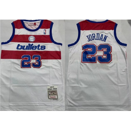 Men's Washington Wizards #23 Michael Jordan White Throwback Stitched Jersey