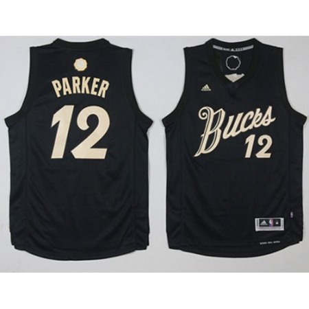 Bucks #12 Jabari Parker Black 2016-2017 Christmas Day Stitched NBA Jersey