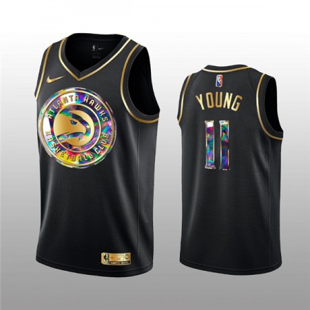 Men's Atlanta Hawks #11 Trae Young 2021/22 Black Golden Edition 75th Anniversary Diamond Logo Stitched Basketball Jersey