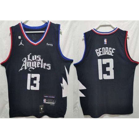 Men's Los Angeles Clippers #13 Paul George Black Stitched Jersey