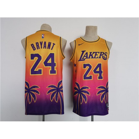 Men's Los Angeles Lakers #24 Kobe Bryant Yellow/Pink Throwback basketball Jersey