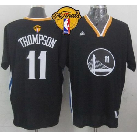 Warriors #11 Klay Thompson New Black Alternate The Finals Patch Stitched NBA Jersey