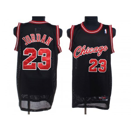 Bulls #23 Michael Jordan Stitched Black Crabbed Typeface NBA Jersey