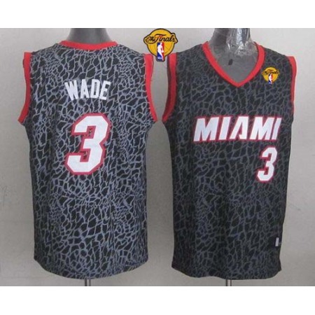 Heat #3 Dwyane Wade Black Crazy Light Finals Patch Stitched NBA Jersey