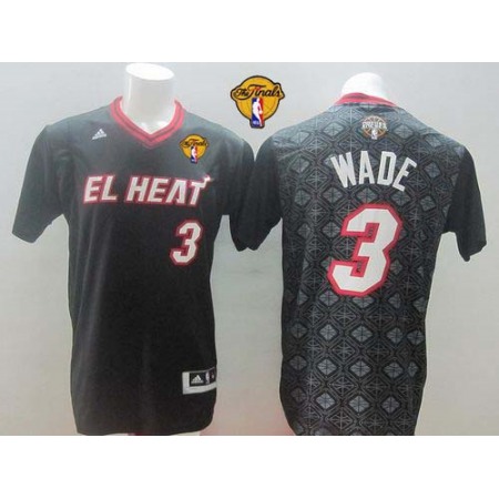 Heat #3 Dwyane Wade Black New Latin Nights Finals Patch Stitched NBA Jersey