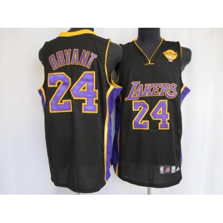 Lakers #24 Kobe Bryant Stitched Black Purple Number Final Patch NBA Jersey