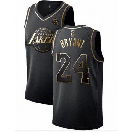 Men's Los Angeles Lakers #24 Kobe Bryant Black Golden Edition With KB Patch Stitched Jersey