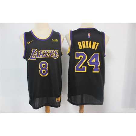 Men's Los Angeles Lakers Front #8 Back #24 Kobe Bryant Black Stitched Jersey