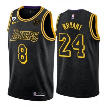 Men's Los Angeles Lakers Front #8 Back #24 Kobe Bryant With KB Patch &Gigi Patch Black Stitched Jersey