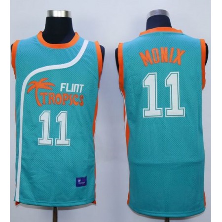 Flint Tropics #11 Ed Monix Blue Semi-Pro Movie Stitched Basketball Jersey