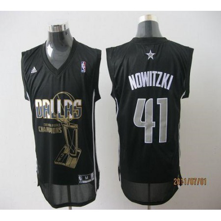 Mavericks 2011 NBA Finals Champions #41 Dirk Nowitzki Revolution 30 Black Stitched NBA Jersey