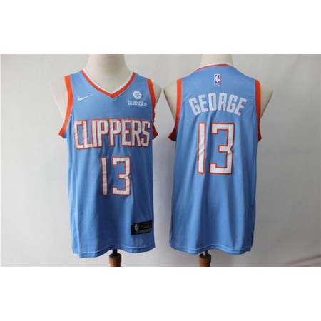 Men's Los Angeles Clippers #13 Paul George Blue Stitched NBA Jersey