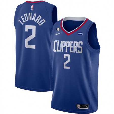 Men's Los Angeles Clippers #2 Kawhi Leonard Blue With NO.6 Patch Stitched Jersey