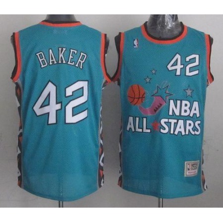 Mitchell And Ness Bucks #42 Vin Baker Light Blue 1996 All star Stitched NBA Jersey