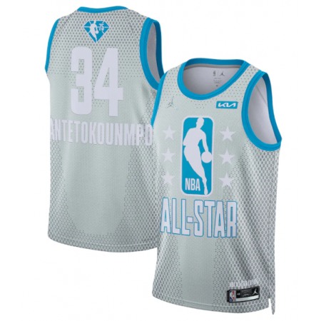 Men's 2022 All-Star #34 Giannis Antetokounmpo Gray Stitched Basketball Jersey