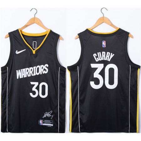 Men's Golden State Warriors #30 Stephen Curry Black 75th Anniversary Stitched Jersey