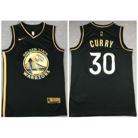 Men's Golden State Warriors #30 Stephen Curry Black Gold Edition Stitched Jersey