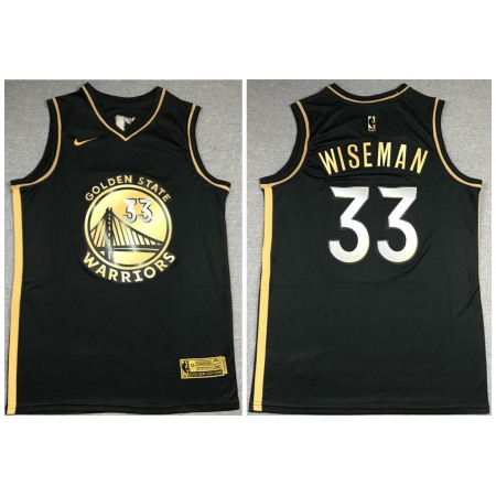 Men's Golden State Warriors #33 James Wiseman Black Gold Edition Stitched Jersey