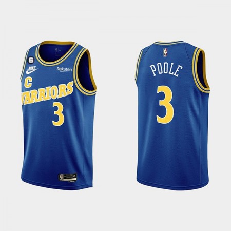 Men's Golden State Warriors #3 Jordan Poole 2022-23 Blue With No.6 Patch Stitched Basketball Jersey