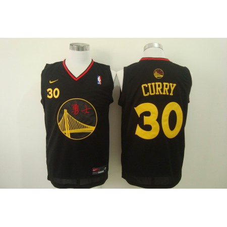 Men's Nike Golden State Warriors #30 Stephen Curry Chinese Black Authentic Stitched NBA Jersey