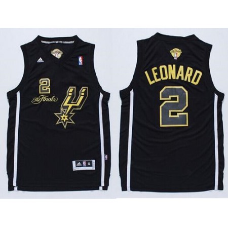 Spurs #2 Kawhi Leonard Black(Gold No.) Champions Stitched NBA Jersey