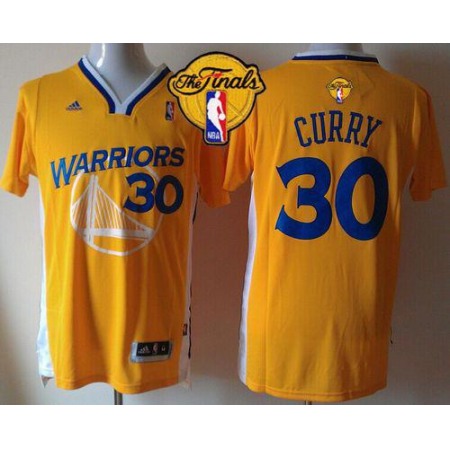 Warriors #30 Stephen Curry Gold Alternate The Finals Patch Stitched NBA Jersey