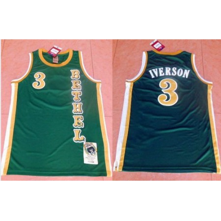 76ers #3 Allen Iverson Green Bethel High School Stitched NBA Jersey