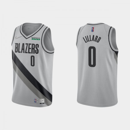 Men's Portland Trail Blazers #0 Damian Lillard Grey Stitched NBA Jersey