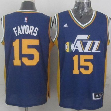 Revolution 30 Jazz #15 Derrick Favors Navy Blue Stitched NBA Jersey