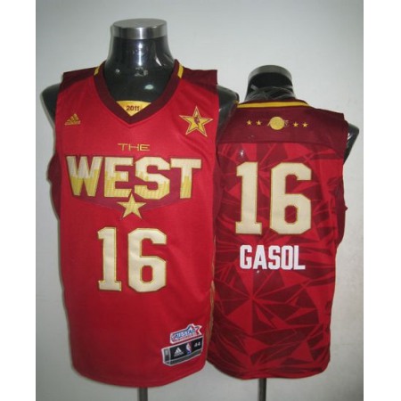 2011 All Star Lakers #16 Pau Gasol Red Stitched NBA Jersey