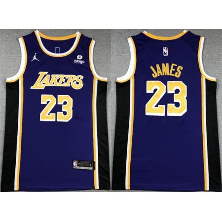 Men's Los Angeles Lakers #23 LeBron James Purple Stitched Basketball Jersey