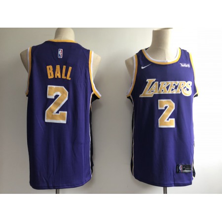 Men's Los Angeles Lakers #2 Lonzo Ball New Purple Wish Stitched NBA Jersey