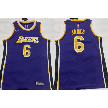 Men's Los Angeles Lakers #6 LeBron James Purple Stitched Basketball Jersey