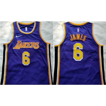 Men's Los Angeles Lakers #6 LeBron James Purple Stitched Basketball Jersey