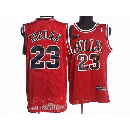 Bulls #23 Michael Jordan Stitched Red Champion Patch NBA Jersey