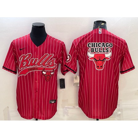 Men's Chicago Bulls Red Team Big Logo Cool Base Stitched Baseball Jersey