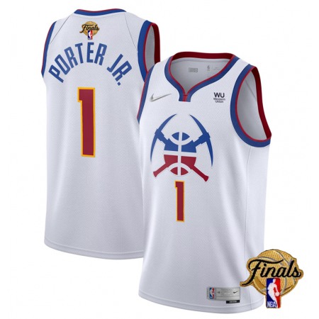 Men's Denver Nuggets #1 Michael Porter Jr. White 2023 Finals Earned Edition Stitched Basketball Jersey