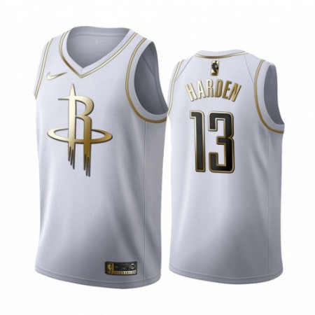 Men's Houston Rockets #13 James Harden White Golden Edition Stitched NBA Jersey