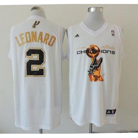 Spurs #2 Kawhi Leonard White 2014 NBA Finals Champions Stitched NBA Jersey