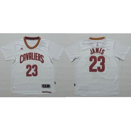 Cavaliers #23 LeBron James White Short Sleeve Stitched NBA Jersey