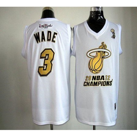 Heat #3 Dwyane Wade White Majestic 2012 NBA Champions Stitched NBA Jersey