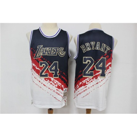 Men's Los Angeles Lakers #24 Kobe Bryant White and Navy Stitched NBA Jersey